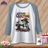 MyDesigns Physical Item White/Denim / XS Nightmare Quilting ~ Raglan Tee