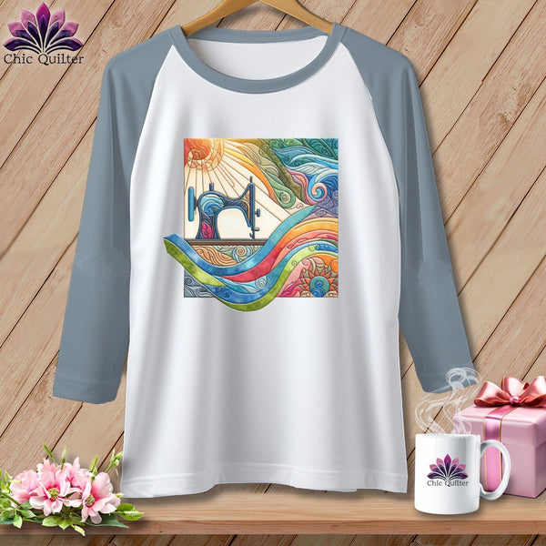 MyDesigns Physical Item White/Denim / XS Quilting on a Cloud ~ Raglan 3/4 Sleeve Tee