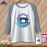 MyDesigns Physical Item White/Denim / XS Ripple Radiance ~ Raglan 3/4 Sleeve Tee