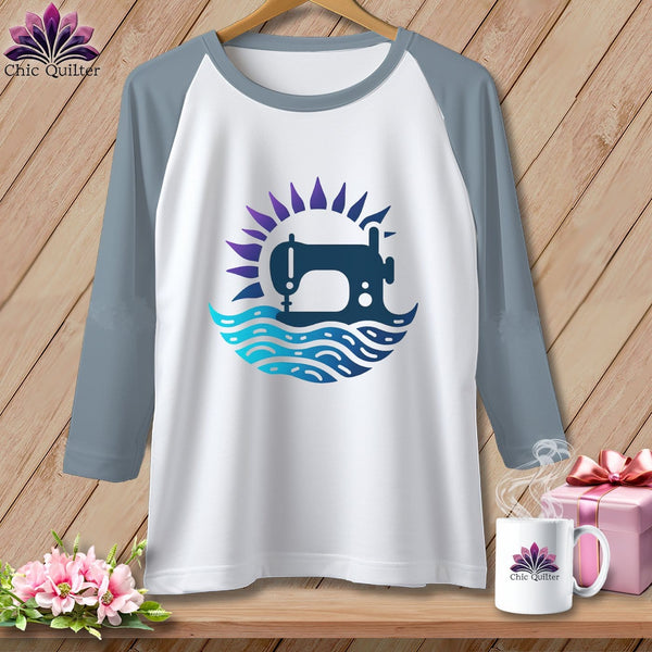 MyDesigns Physical Item White/Denim / XS Ripple Radiance ~ Raglan 3/4 Sleeve Tee