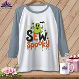 MyDesigns Physical Item White/Denim / XS Sew Spooky ~ Raglan Tee