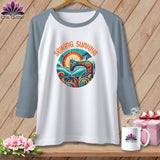MyDesigns Physical Item White/Denim / XS Sewing Sunrays ~ Raglan 3/4 Sleeve Tee