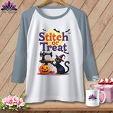 MyDesigns Physical Item White/Denim / XS Stitch or Treat ~ Raglan Tee