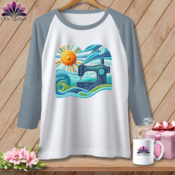 MyDesigns Physical Item White/Denim / XS Surfing the Fabric Sea ~ Raglan 3/4 Sleeve Tee