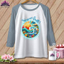 MyDesigns Physical Item White/Denim / XS Wake up and Quilt ~ Raglan 3/4 Sleeve Tee