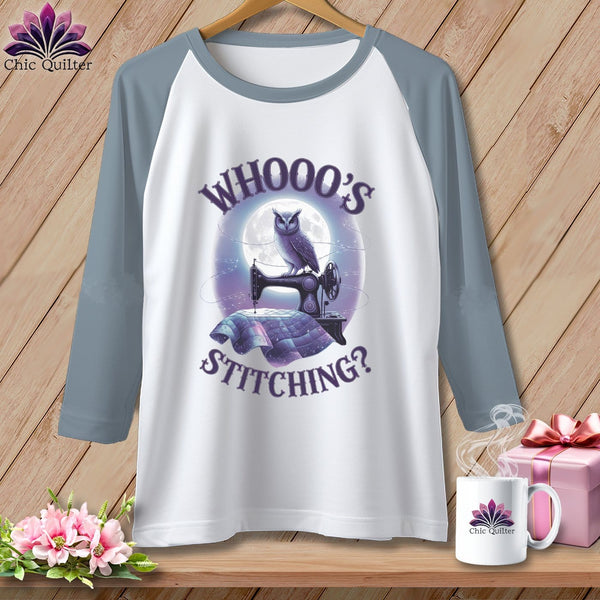 MyDesigns Physical Item White/Denim / XS Whooos Stitching ~ Raglan Tee