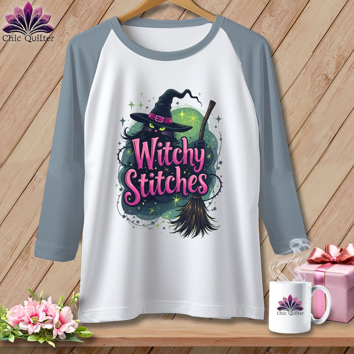 MyDesigns Physical Item White/Denim / XS Witchy Stitches ~ Raglan Tee