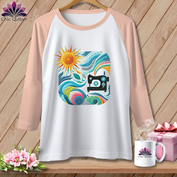 MyDesigns Physical Item White/Heather Peach / XS Creative Breezes ~ Raglan 3/4 Sleeve Tee