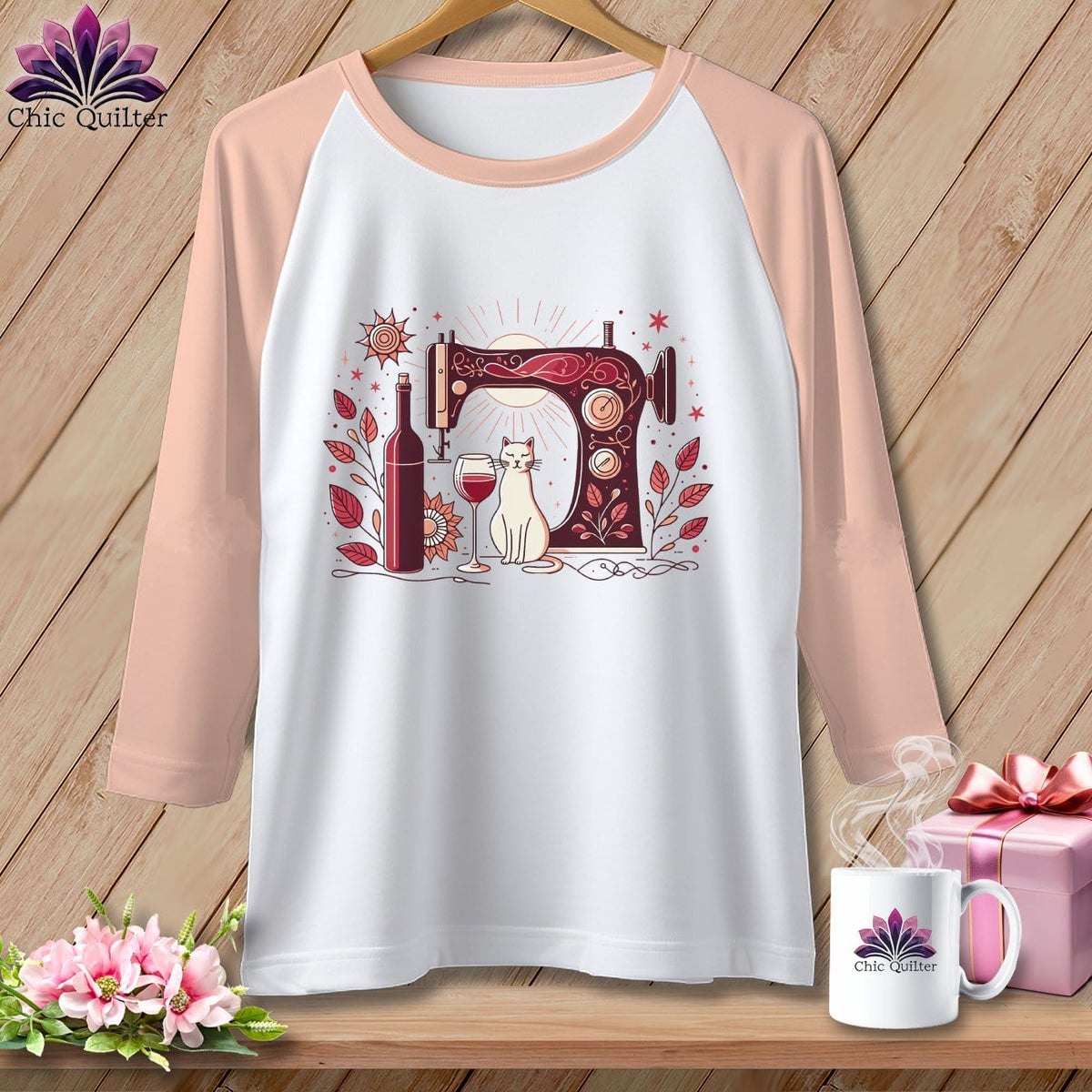 MyDesigns Physical Item White/Heather Peach / XS Meow ~ Raglan 3/4 Sleeve Tee