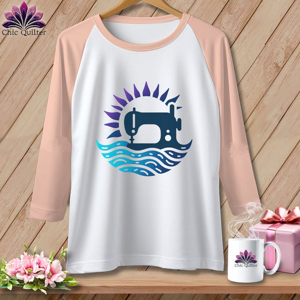 MyDesigns Physical Item White/Heather Peach / XS Ripple Radiance ~ Raglan 3/4 Sleeve Tee
