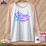 MyDesigns Physical Item White/Heather Peach / XS Sewing is My SuperPower ~ Raglan 3/4 Sleeve Tee