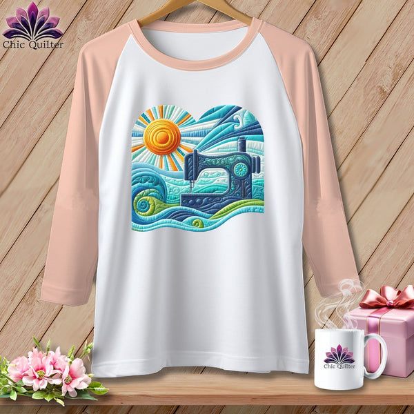 MyDesigns Physical Item White/Heather Peach / XS Surfing the Fabric Sea ~ Raglan 3/4 Sleeve Tee