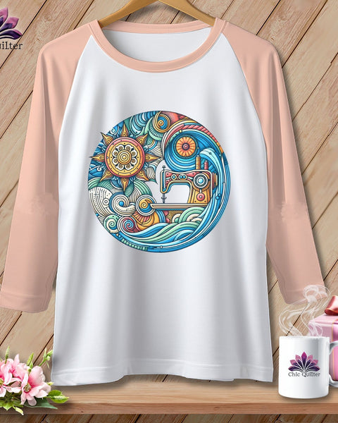 MyDesigns Physical Item White/Heather Peach / XS Threaded Dreams by the Sea ~ Raglan 3/4 Sleeve Tee