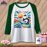 MyDesigns Physical Item White/Kelly / S Catching My Morning Muse ~ Raglan 3/4 Sleeve Tee