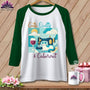 MyDesigns Physical Item White/Kelly / S Cats Quilts and Cabernet ~ Raglan 3/4 Sleeve Tee