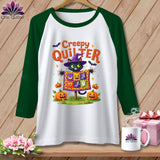 MyDesigns Physical Item White/Kelly / S CREEPY QUILTER ~ Raglan Tee