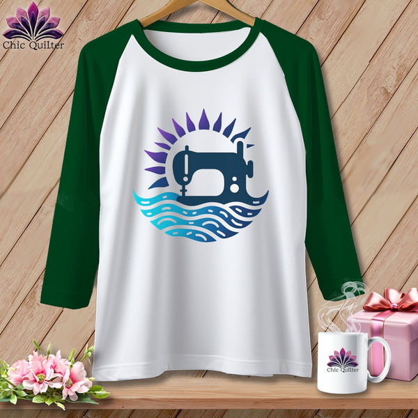 MyDesigns Physical Item White/Kelly / S Ripple Radiance ~ Raglan 3/4 Sleeve Tee