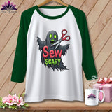 MyDesigns Physical Item White/Kelly / S Sew Scary ~ Raglan Tee