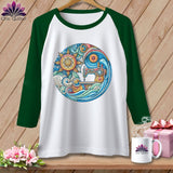 MyDesigns Physical Item White/Kelly / S Threaded Dreams by the Sea ~ Raglan 3/4 Sleeve Tee