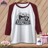 MyDesigns Physical Item White/Maroon / XS Alpine Stitching ~ Raglan 3/4 Sleeve Tee