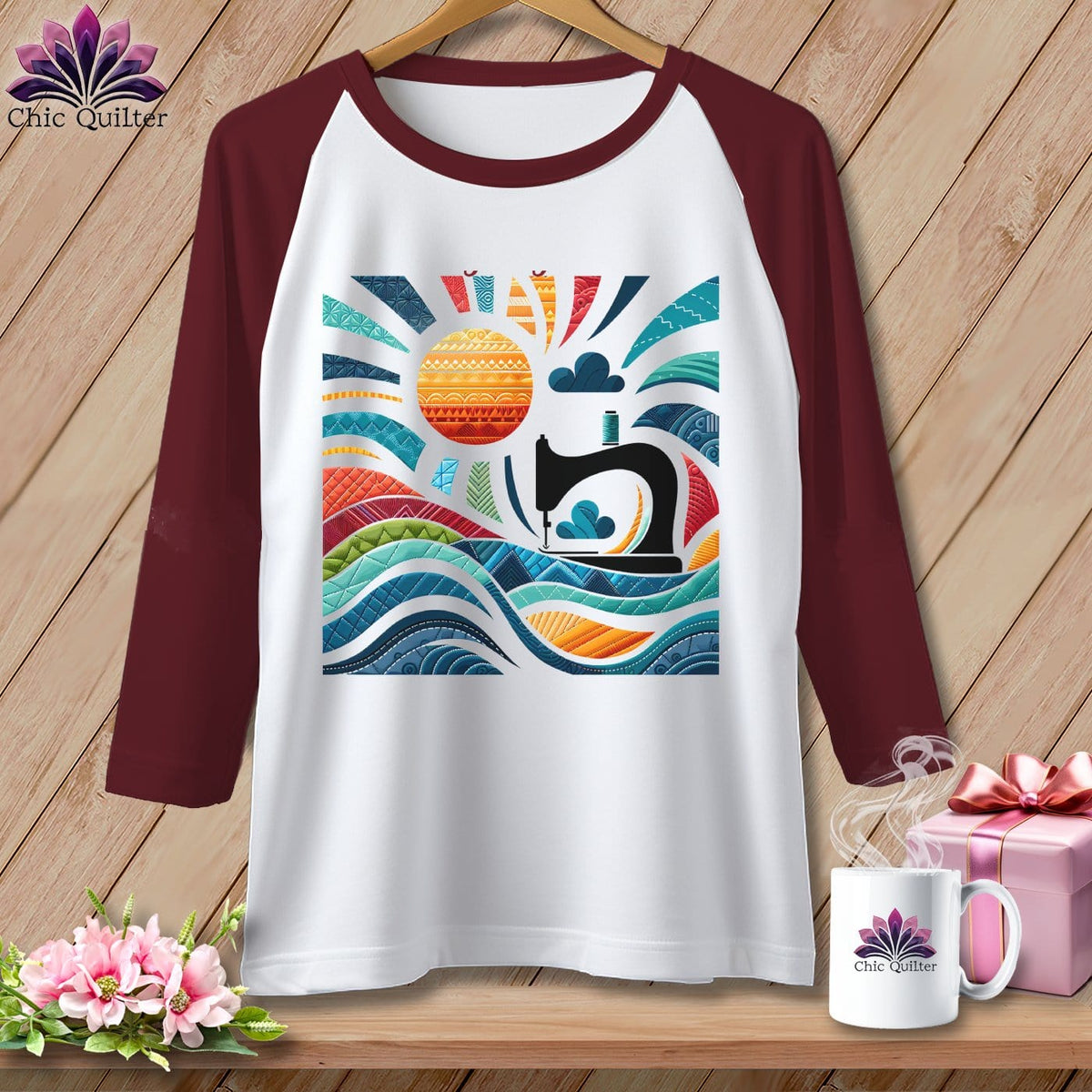 MyDesigns Physical Item White/Maroon / XS Catching My Morning Muse ~ Raglan 3/4 Sleeve Tee