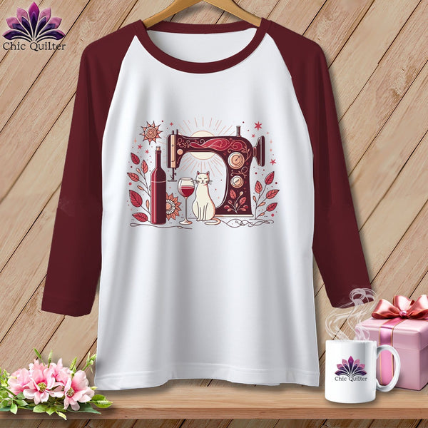 MyDesigns Physical Item White/Maroon / XS Meow ~ Raglan 3/4 Sleeve Tee