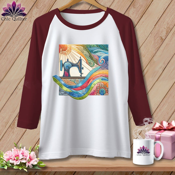 MyDesigns Physical Item White/Maroon / XS Quilting on a Cloud ~ Raglan 3/4 Sleeve Tee