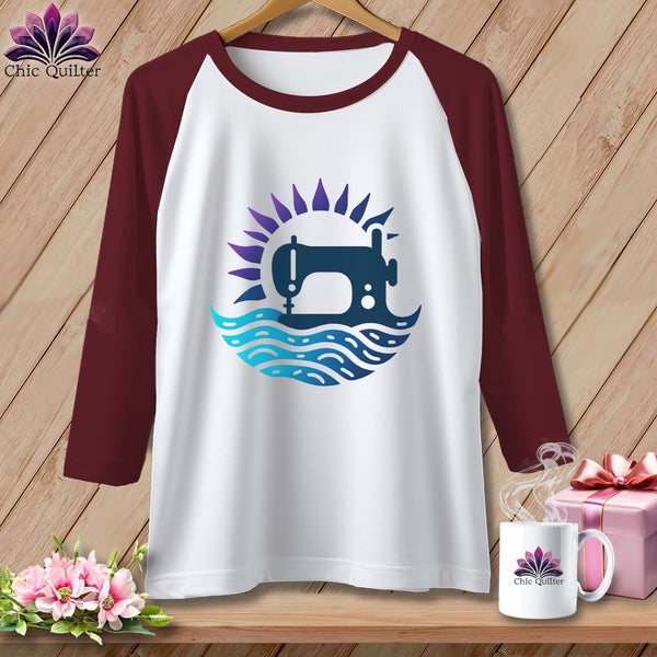 MyDesigns Physical Item White/Maroon / XS Ripple Radiance ~ Raglan 3/4 Sleeve Tee