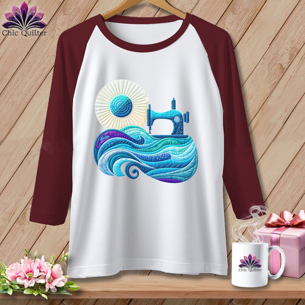 MyDesigns Physical Item White/Maroon / XS Sewing Tides ~ Raglan 3/4 Sleeve Tee