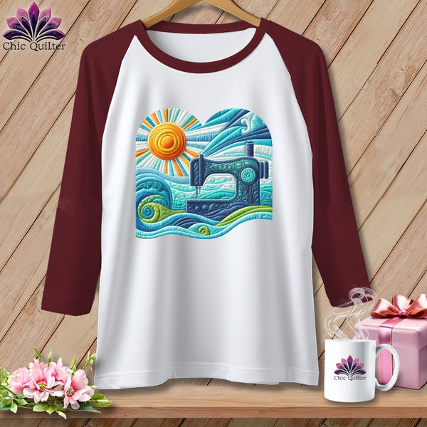 MyDesigns Physical Item White/Maroon / XS Surfing the Fabric Sea ~ Raglan 3/4 Sleeve Tee