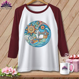 MyDesigns Physical Item White/Maroon / XS Threaded Dreams by the Sea ~ Raglan 3/4 Sleeve Tee