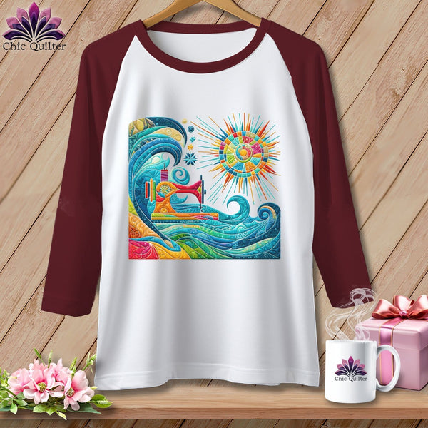 MyDesigns Physical Item White/Maroon / XS Tidal Threads ~ Raglan 3/4 Sleeve Tee