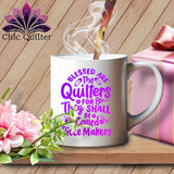 MyDesigns Physical Item White Mug | Purple Print / White / 15oz Blessed Are the Quilters For They Shall Be Called Piece Makers ~ 15oz Large Coffee Mug