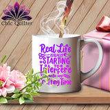 MyDesigns Physical Item White Mug | Purple Print / White / 15oz Real Life is Really Starting to Interfere with my Crafting Time ~ 15oz Large Coffee Mug