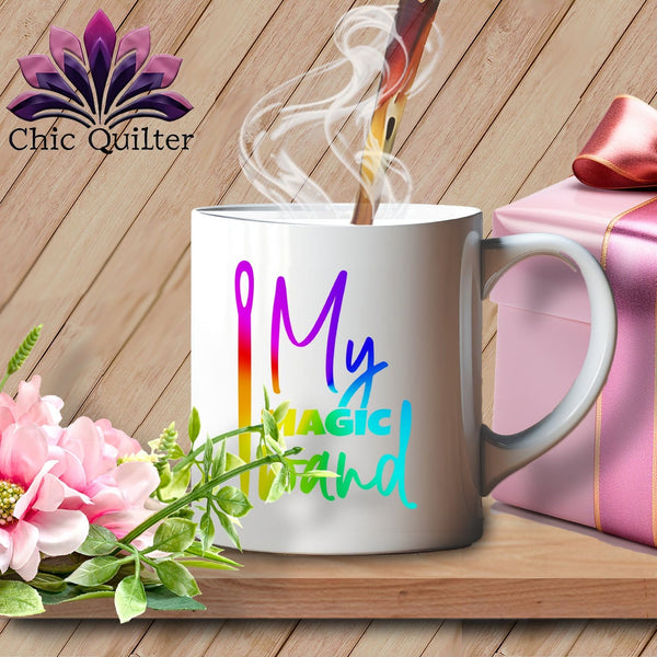 MyDesigns Physical Item White Mug | Rainbow Print / White / 15oz My Magic Wand ~ 15 oz Ceramic Mug