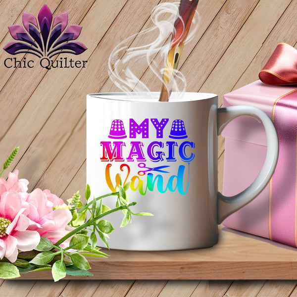 MyDesigns Physical Item White Mug | Rainbow Print / White / 15oz My Magic Wand ~ 15oz Large Coffee Mug