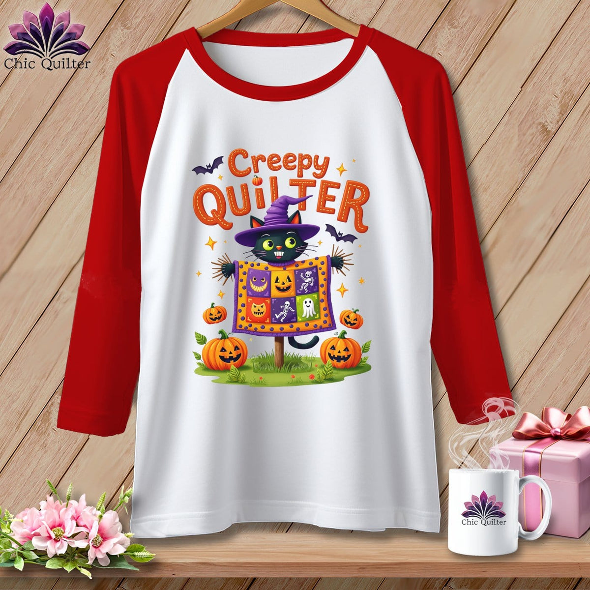 MyDesigns Physical Item White/Red / S CREEPY QUILTER ~ Raglan Tee