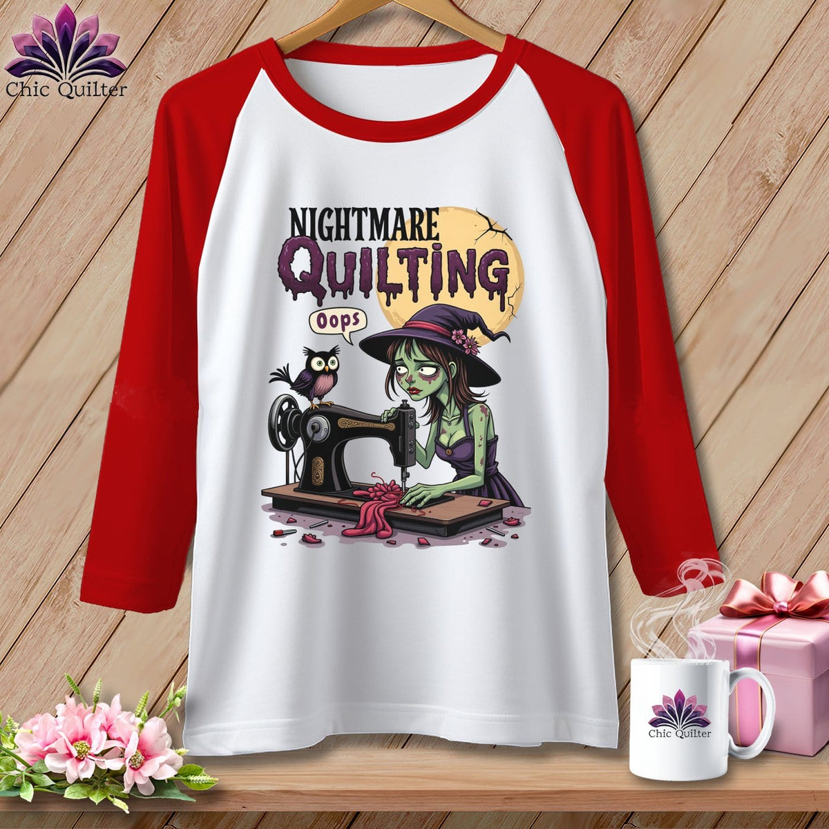 MyDesigns Physical Item White/Red / S Nightmare Quilting ~ Raglan Tee