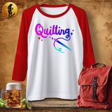 MyDesigns Physical Item White/Red / S Quilting ~ Raglan 3/4 Sleeve Tee