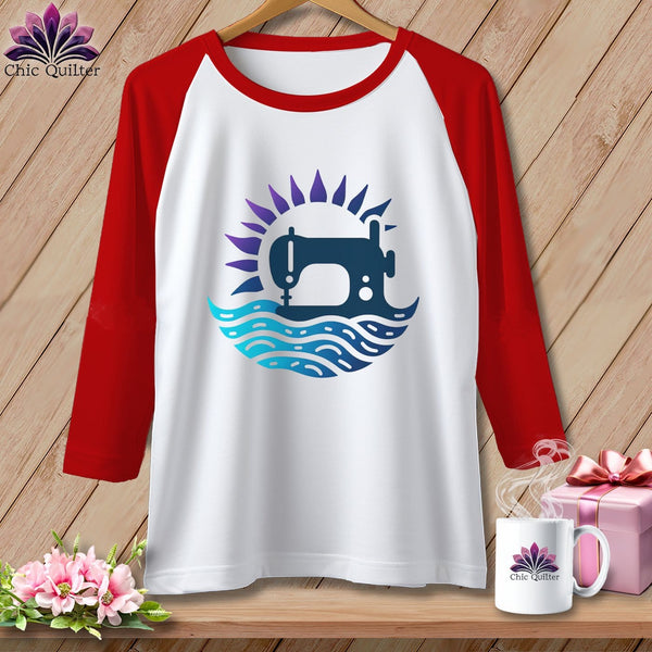 MyDesigns Physical Item White/Red / S Ripple Radiance ~ Raglan 3/4 Sleeve Tee