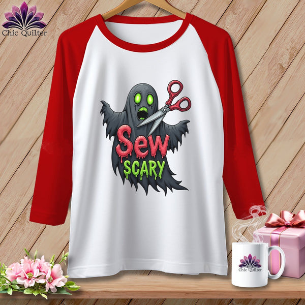 MyDesigns Physical Item White/Red / S Sew Scary ~ Raglan Tee