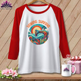 MyDesigns Physical Item White/Red / S Sewing Sunrays ~ Raglan 3/4 Sleeve Tee