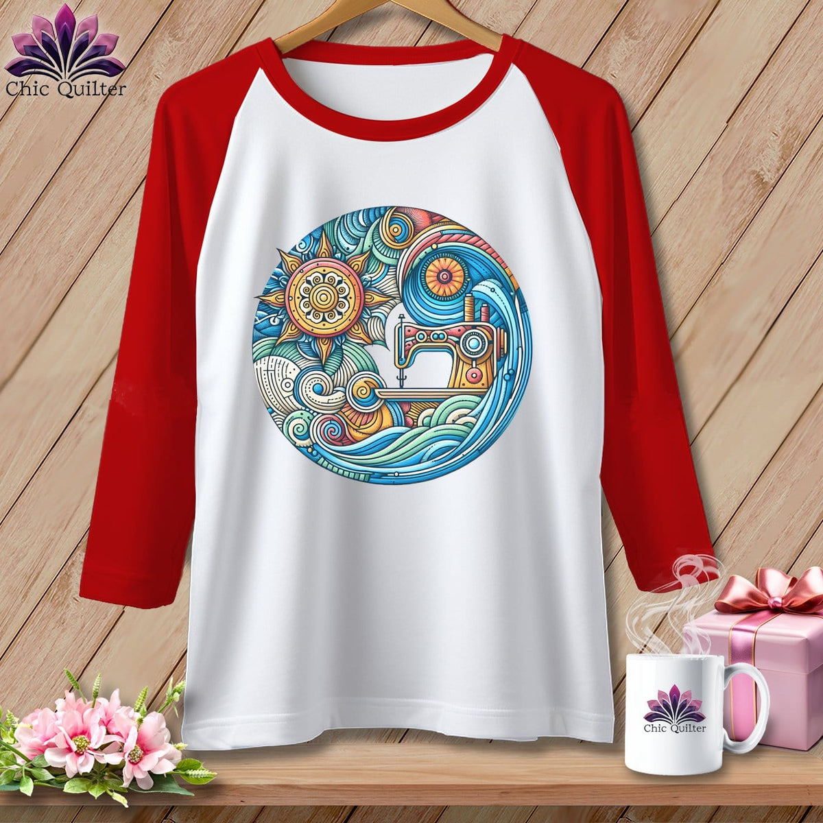 MyDesigns Physical Item White/Red / S Threaded Dreams by the Sea ~ Raglan 3/4 Sleeve Tee