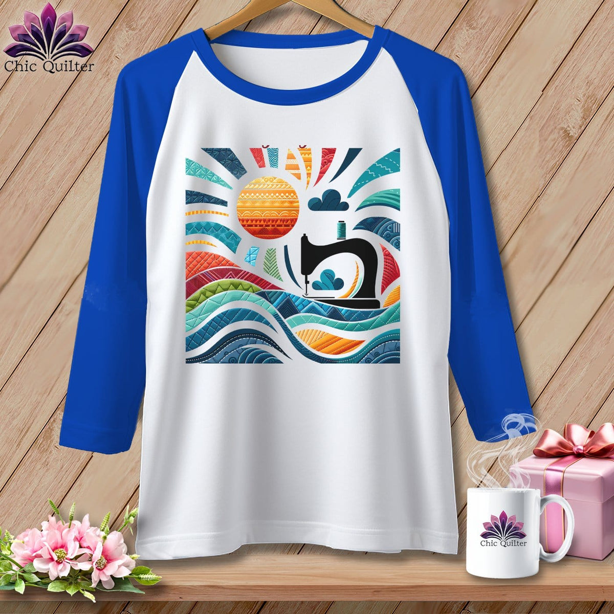 MyDesigns Physical Item White/Royal / S Catching My Morning Muse ~ Raglan 3/4 Sleeve Tee