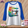 MyDesigns Physical Item White/Royal / S Gale Force Quilting ~ Raglan 3/4 Sleeve Tee