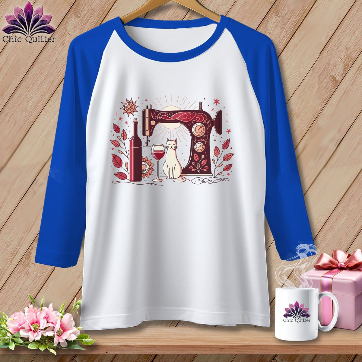 MyDesigns Physical Item White/Royal / S Meow ~ Raglan 3/4 Sleeve Tee