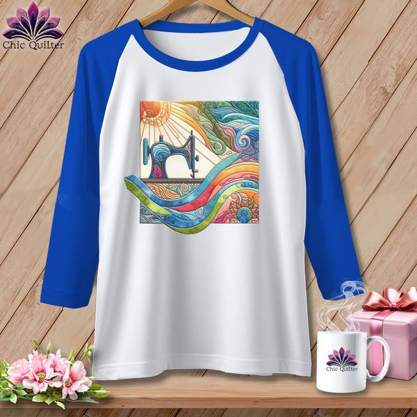 MyDesigns Physical Item White/Royal / S Quilting on a Cloud ~ Raglan 3/4 Sleeve Tee