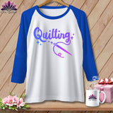 MyDesigns Physical Item White/Royal / S Quilting ~ Raglan 3/4 Sleeve Tee