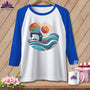 MyDesigns Physical Item White/Royal / S Quilting the Current ~ Raglan 3/4 Sleeve Tee