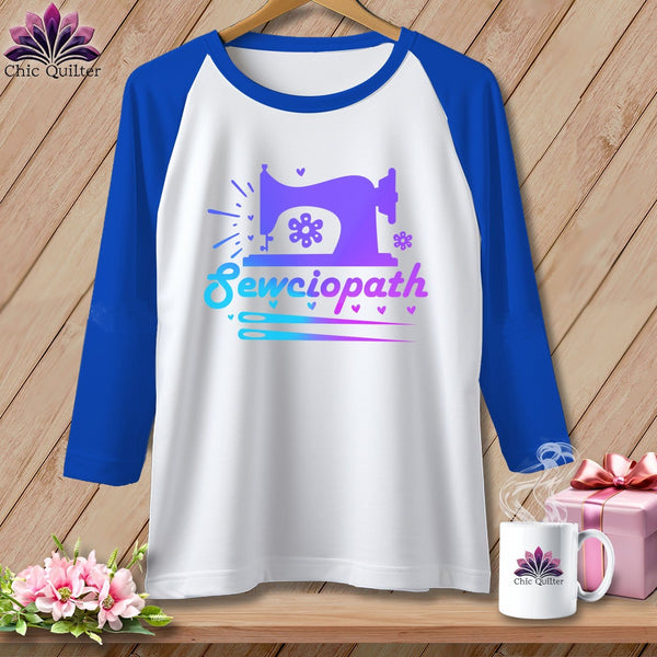 MyDesigns Physical Item White/Royal / S Sewciopath ~ Raglan 3/4 Sleeve Tee